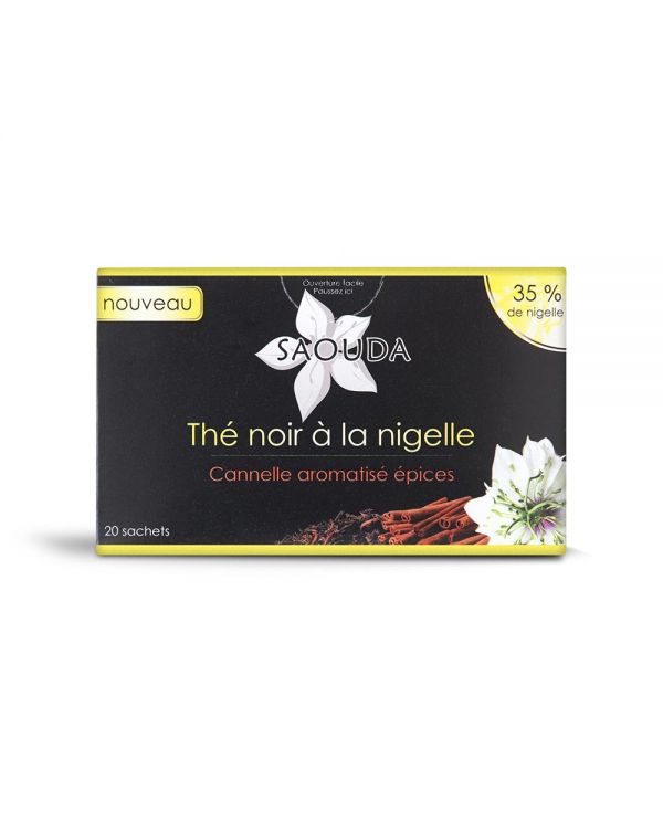 Thé Noir à la Nigelle (35%) - Cannelle aromatisé épices - 20 sachets - Saouda
