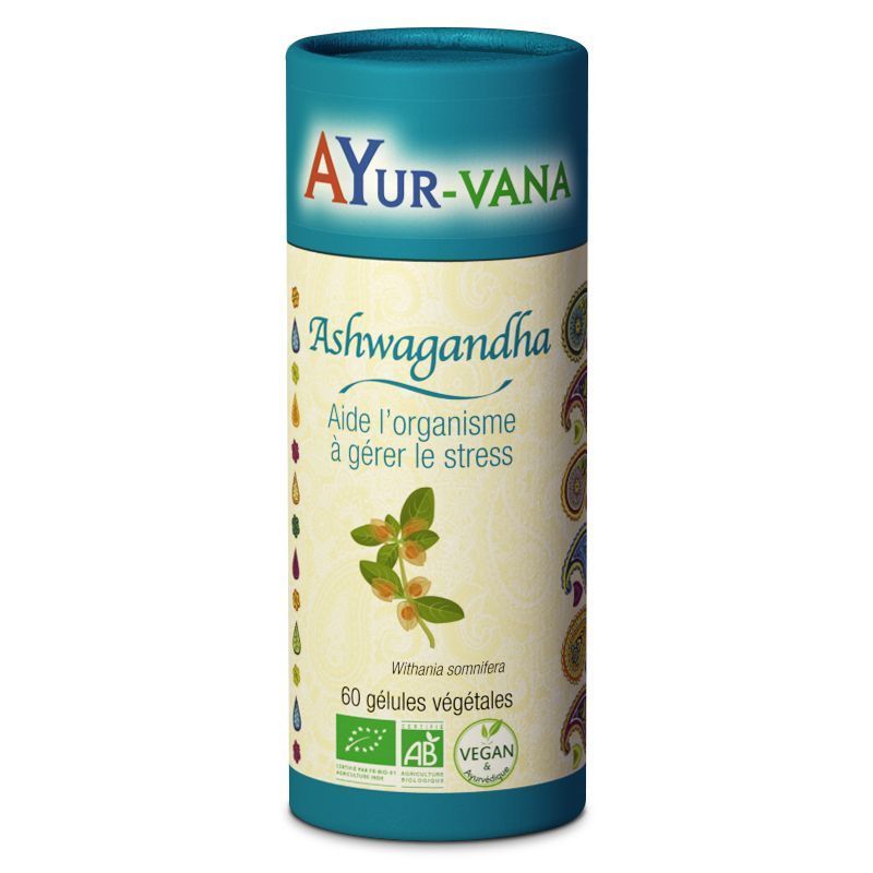 Ashwagandha Bio - Stimulant, anti-stress, revitalisant - 60 gélules - Ayur-vana