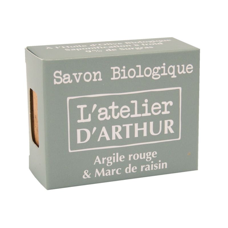 Savon à l'huile d'Olive Bio - Argile Rouge et Marc de Raisin - 100g - L'Atelier d'Arthur