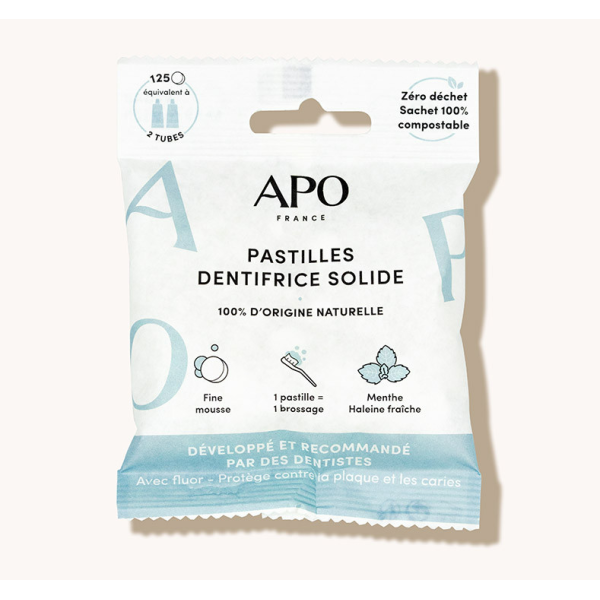 Dentifrice solide naturel - Menthe - 125 pastilles - APO
