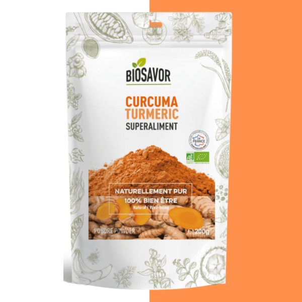 Curcuma Bio en poudre d'Inde - Super aliment - 200g - Biosavor