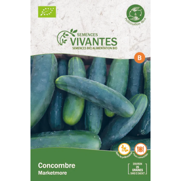 Graines de Concombre Marketmore Bio - Sachet de 25 graines à planter - Semences Vivantes