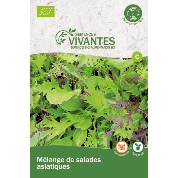 Mélange de salades asiatiques Bio - Sachet de plantes à semer - Semences Vivantes