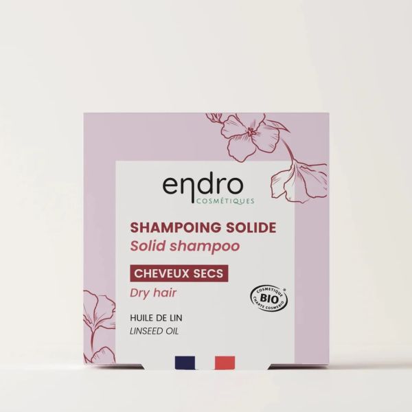 Shampoing Solide Bio pour Cheveux secs - Argile rose, Huile de lin & tournesol - 85g - Endro