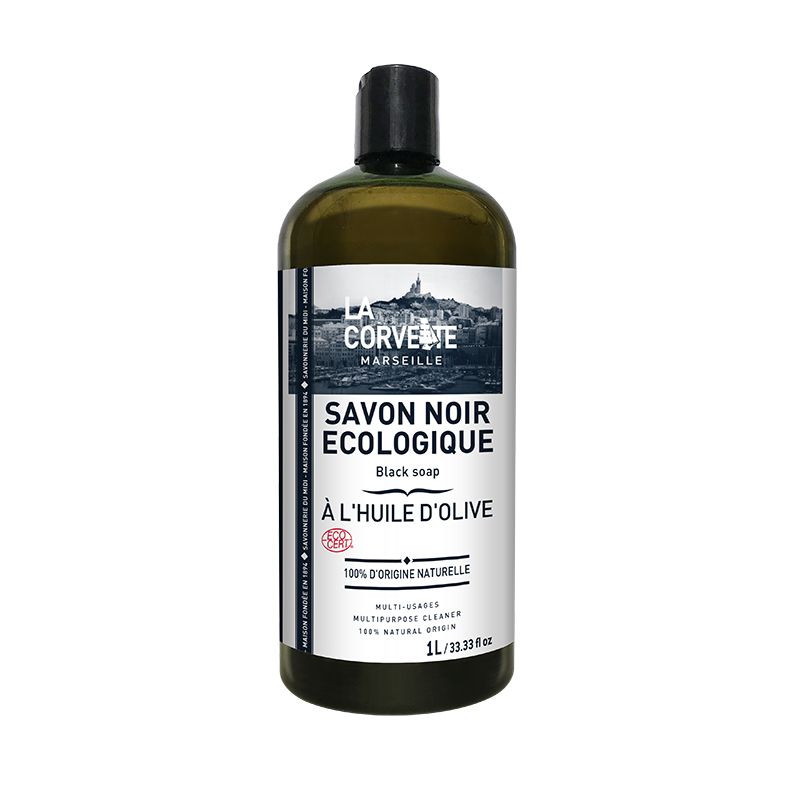 Savon Noir Liquide (Multi-usages) à l’huile d’Olive Écologique - 1L - La Corvette